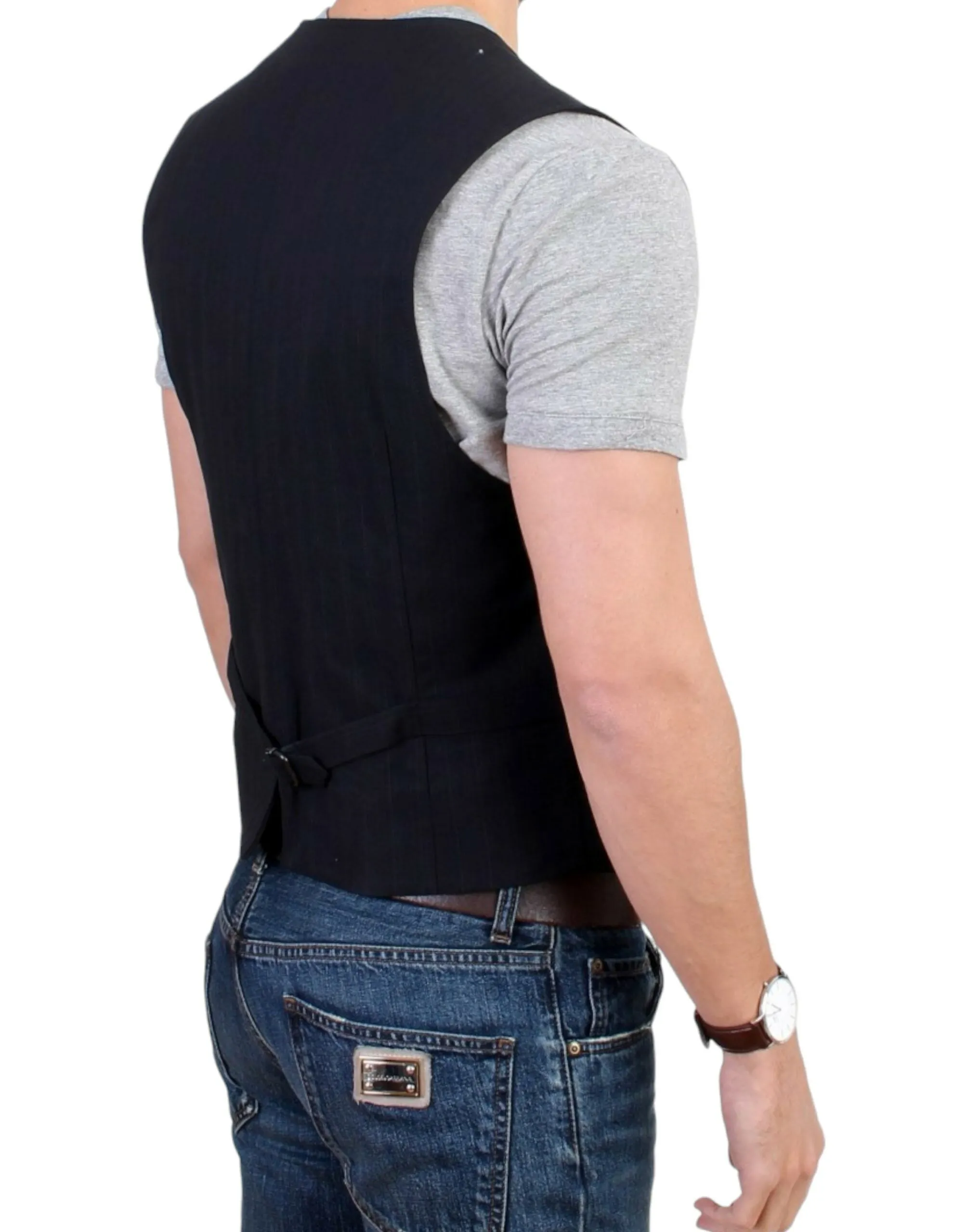 Elegant Striped Casual Vest - Cotton Blend sold by Louxly product image thumbnail 4