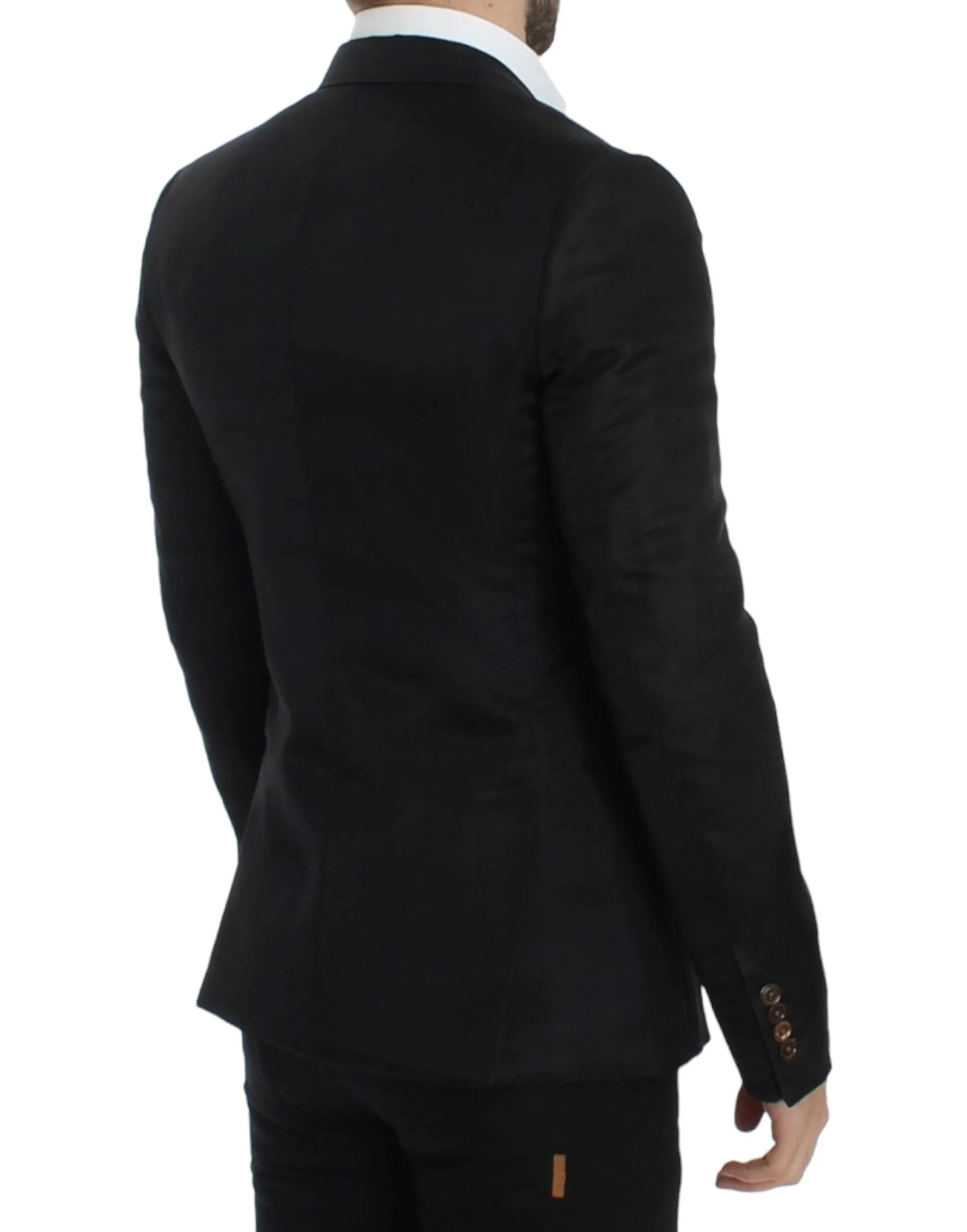 Elegant Black Silk Blend Two-Button Blazer sold by Louxly product image thumbnail 4