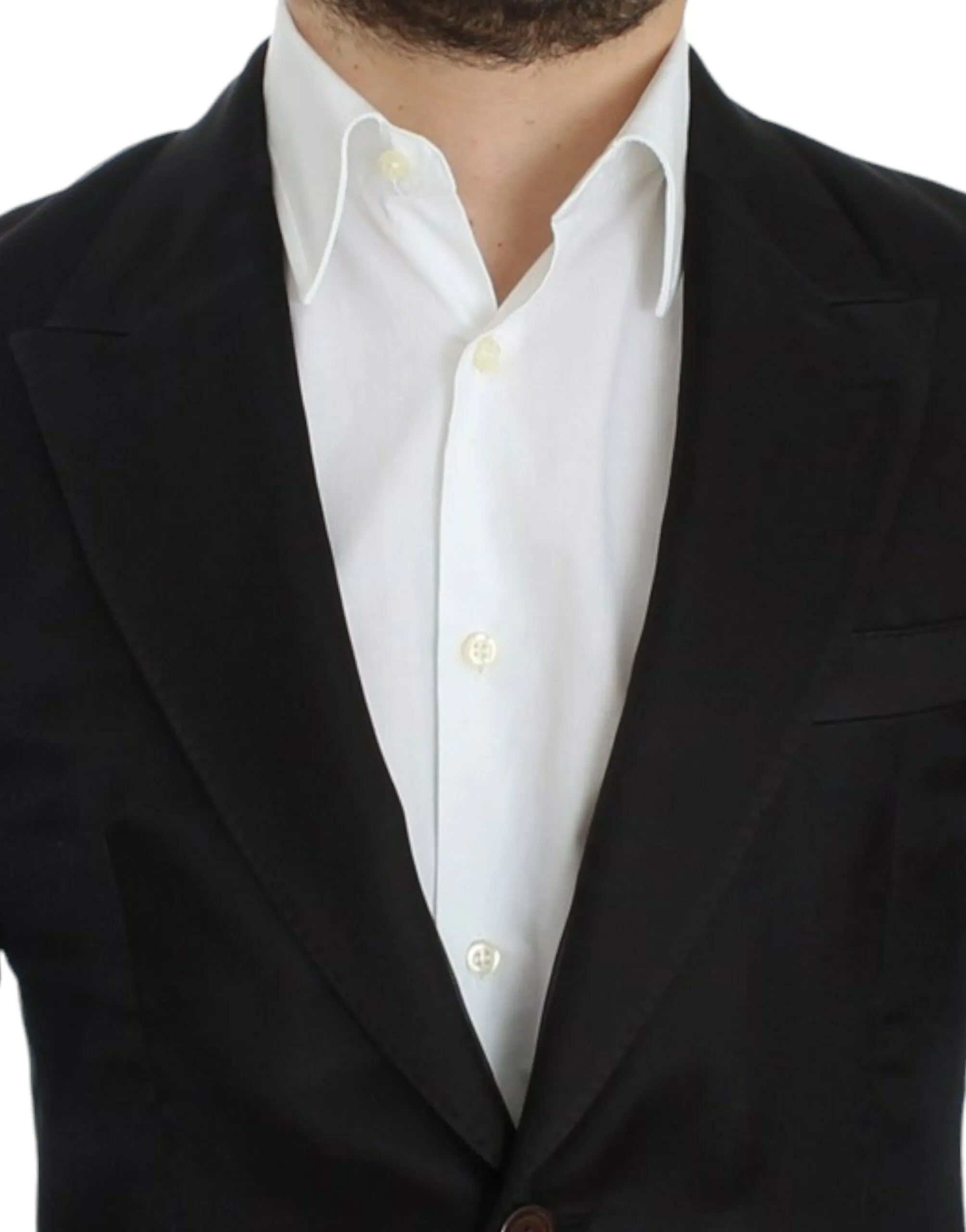 Elegant Black Silk Blend Two-Button Blazer sold by Louxly product image thumbnail 5