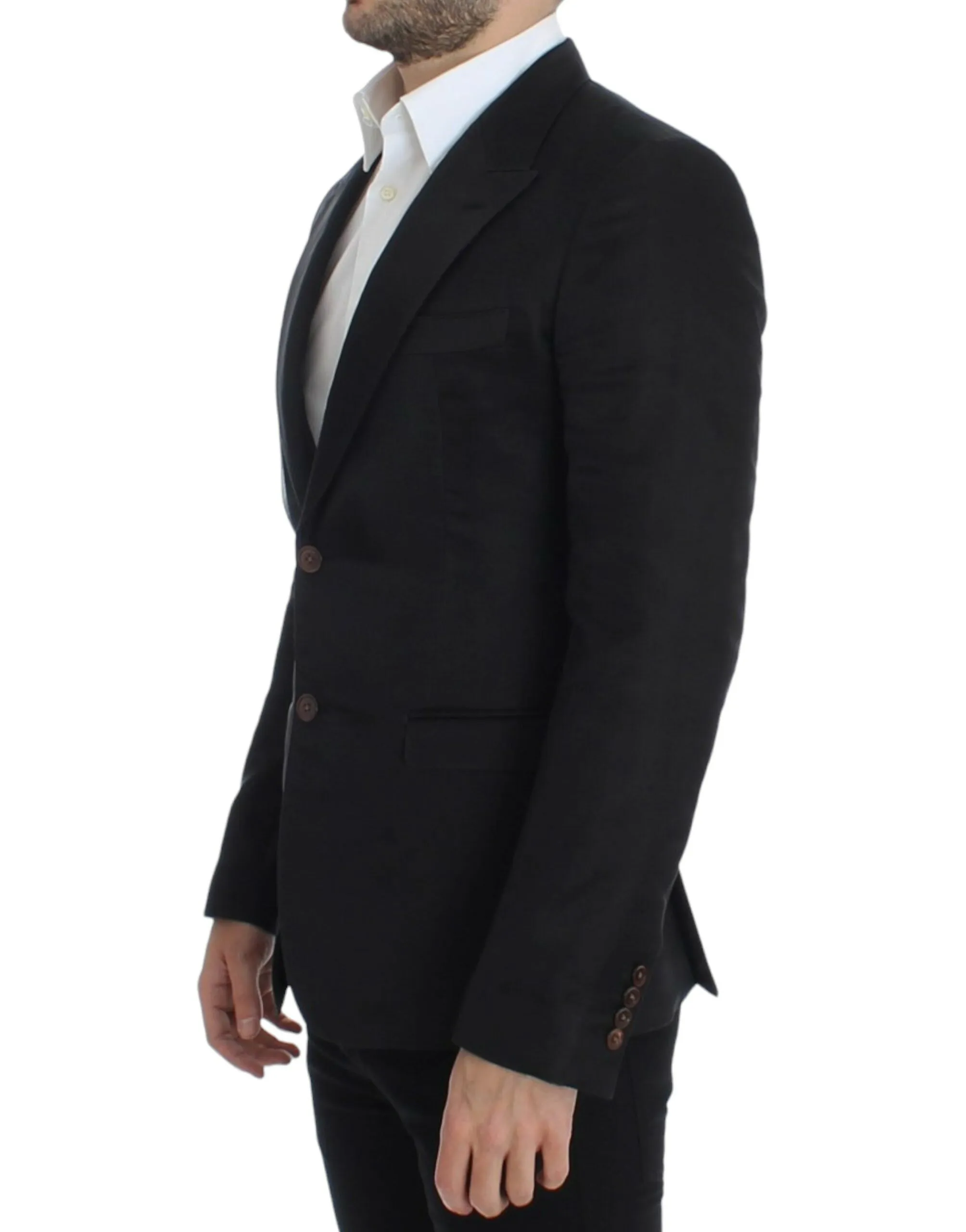 Elegant Black Silk Blend Two-Button Blazer sold by Louxly product image thumbnail 2
