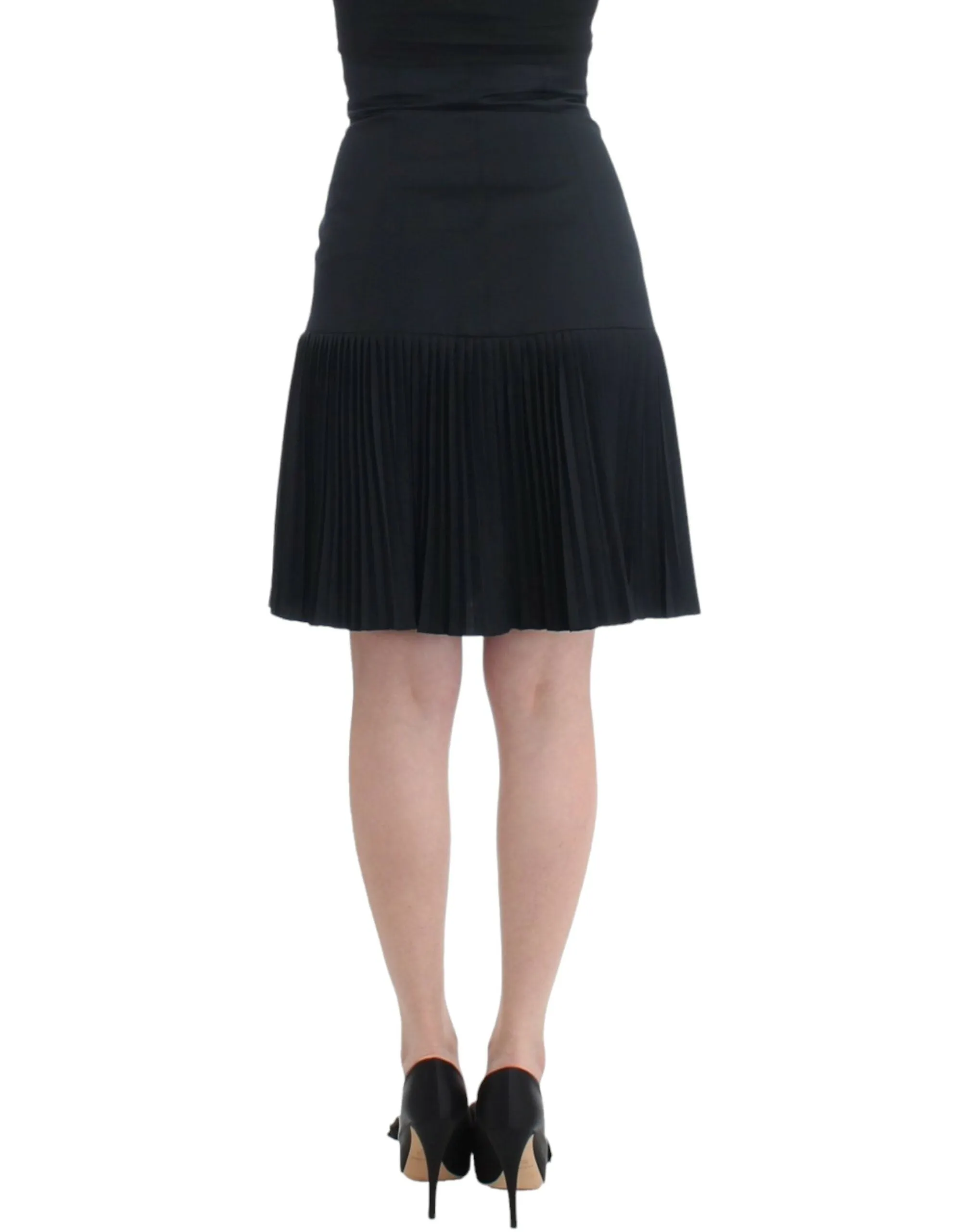 Elegant Black Pleated Lace A-Line Skirt sold by Louxly product image thumbnail 3