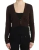 Elegant Brown Virgin Wool Cropped Cardigan sold by Louxly