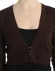 Elegant Brown Virgin Wool Cropped Cardigan sold by Louxly