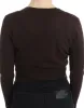 Elegant Brown Virgin Wool Cropped Cardigan sold by Louxly