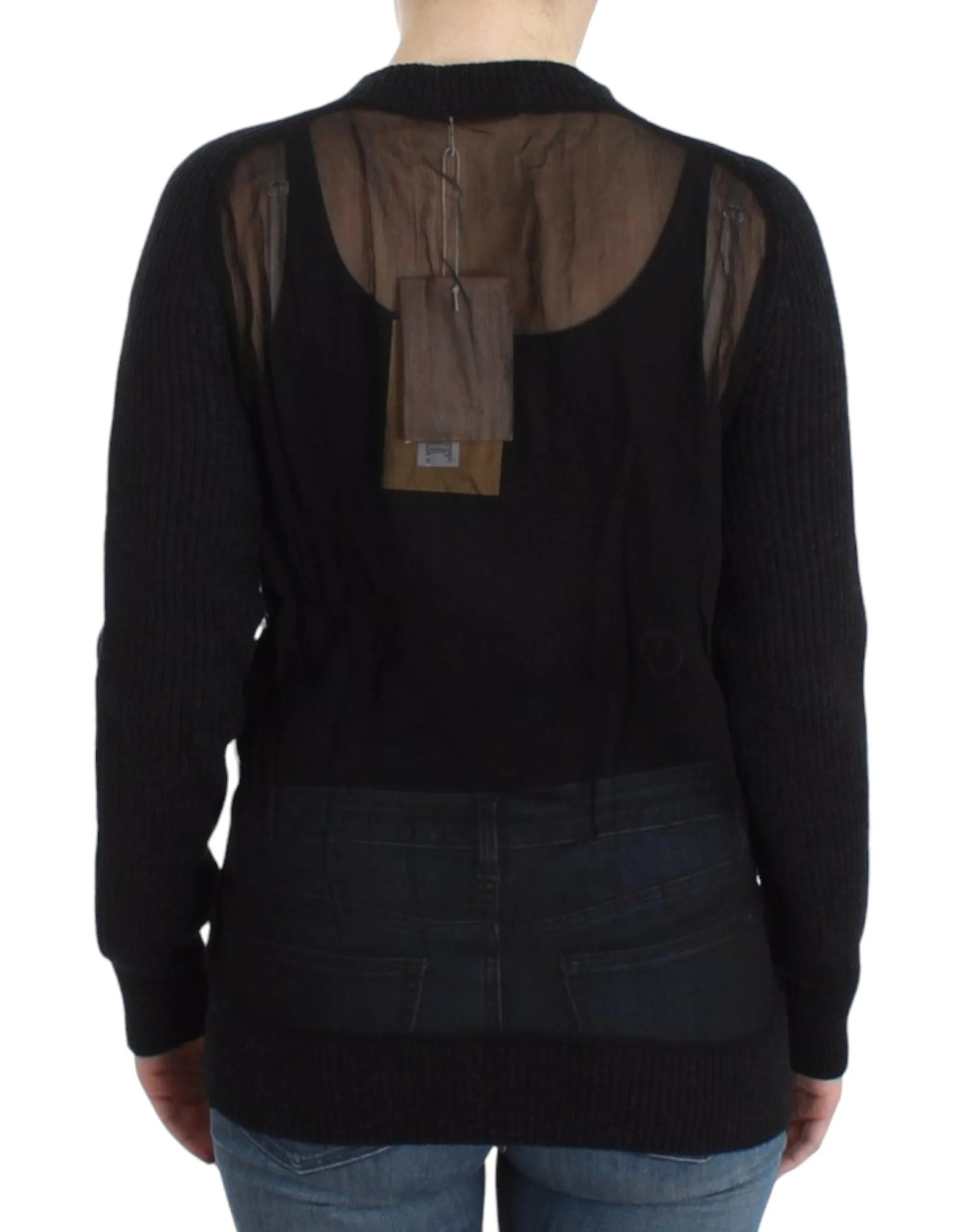 Chic Transparent Back Woolen Cardigan sold by Louxly product image thumbnail 3