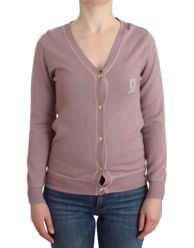 Chic Pink V-Neck Wool Cardigan sold by Louxly