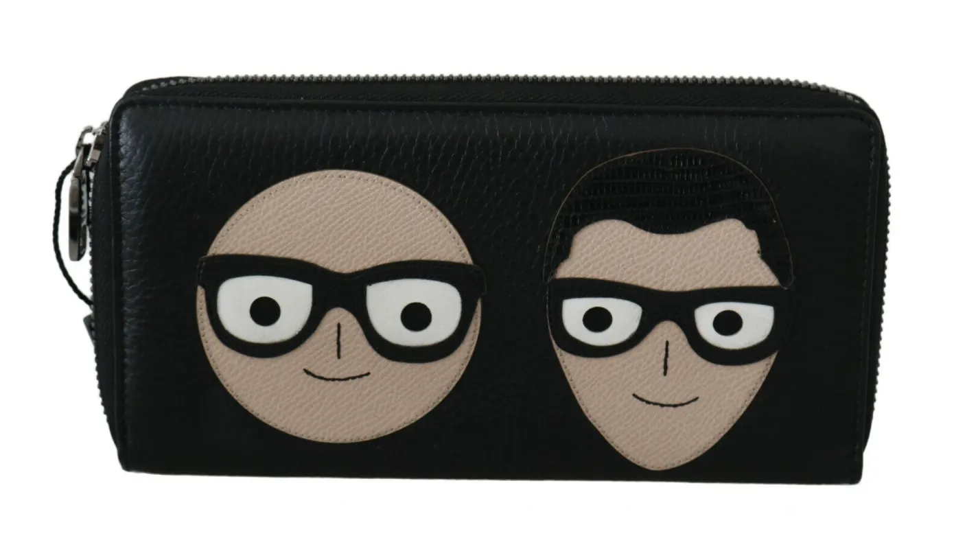 Elegant Black Leather Continental Wallet sold by Louxly