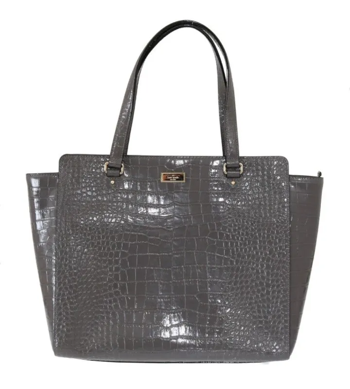 Chic Elissa Gray Leather Handbag made by Kate Spade