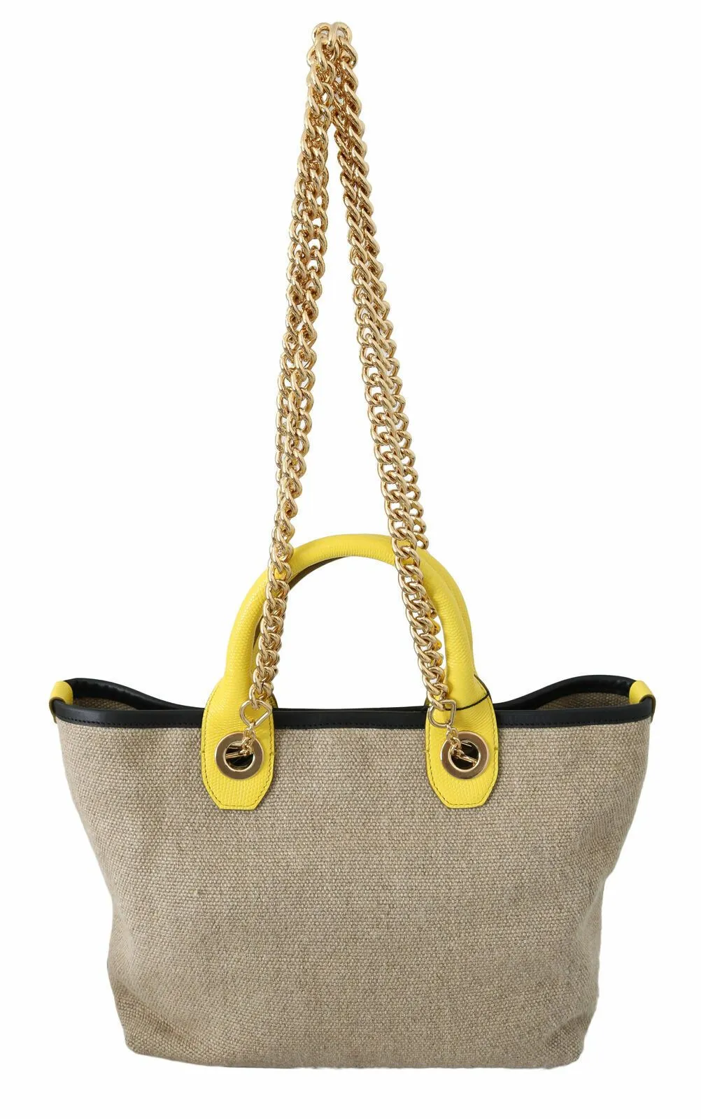 Beige Linen-Calf Tote with Gold Chain sold by Louxly product image thumbnail 2