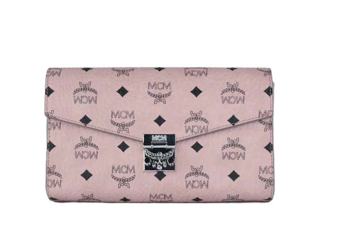 Medium Soft Pink Signature Diamond Logo Leather Clutch Crossbody Handbag sold by Louxly