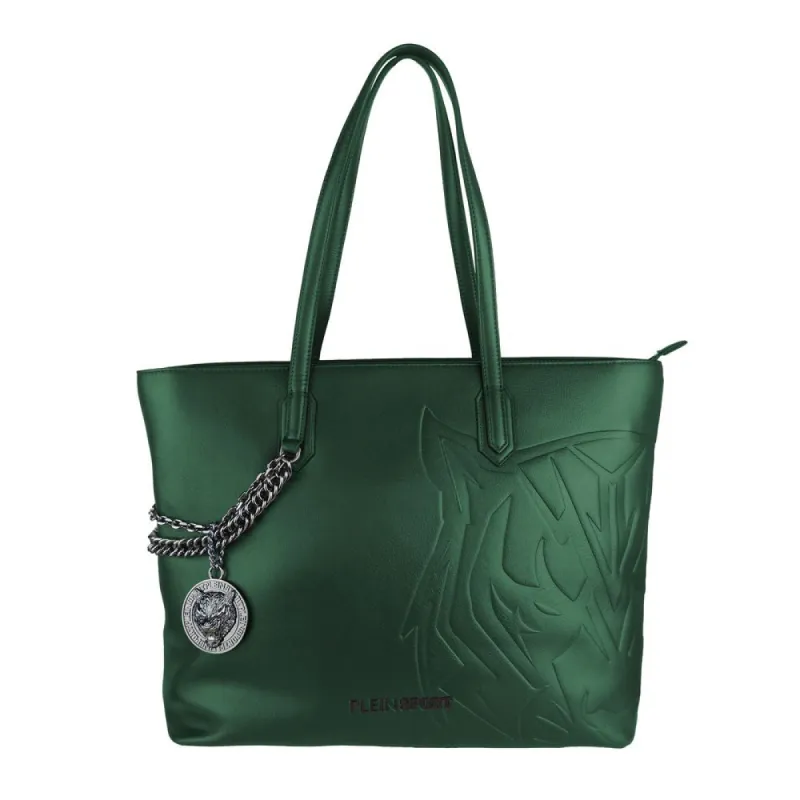 Eco-Chic Dark Green Shoulder Bag with Chain Detail sold by Louxly