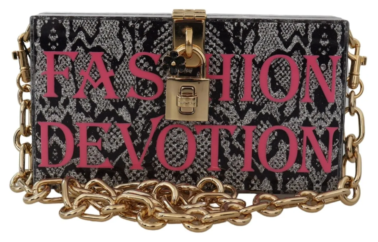 Gray Resin Dolce Box Clutch with Gold Details sold by Louxly
