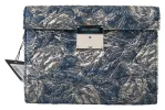 Elegant Blue Croc-Print Briefcase Clutch sold by Louxly