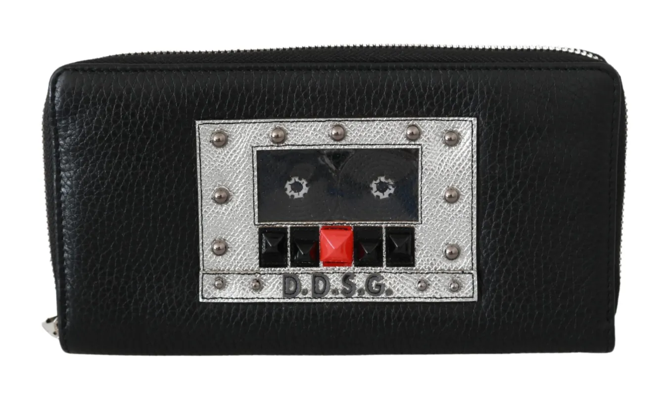 Elegant Black Leather Zip Continental Wallet sold by Louxly