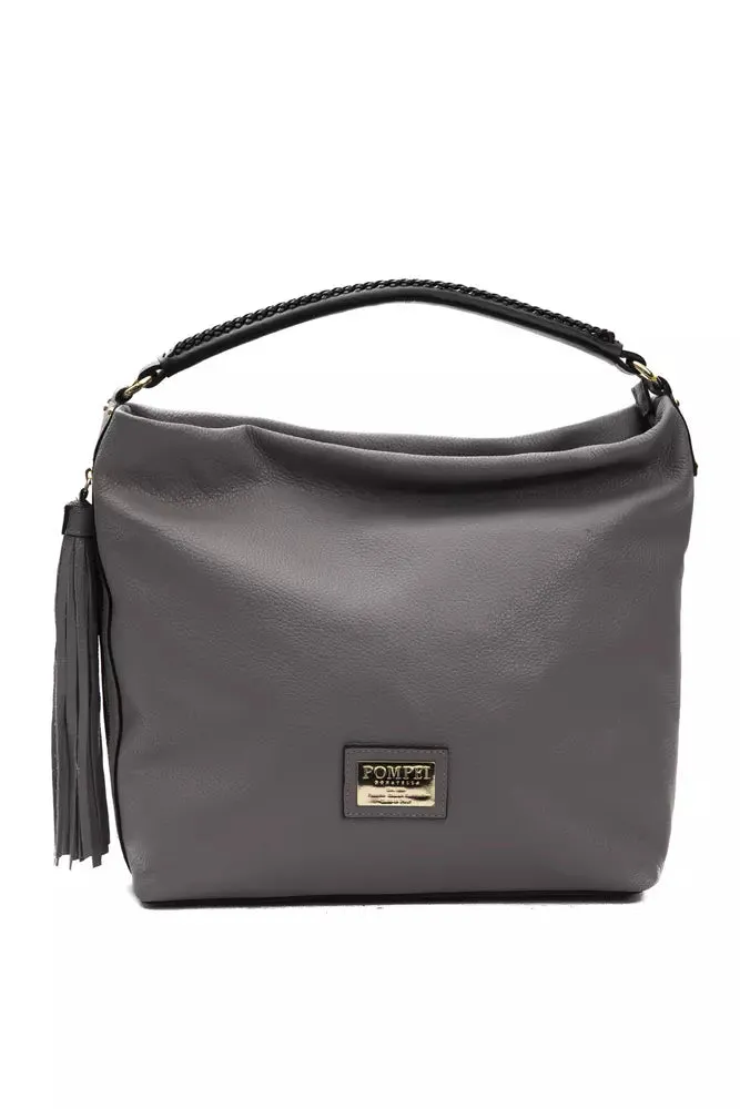 Chic Gray Leather Shoulder Bag sold by Louxly