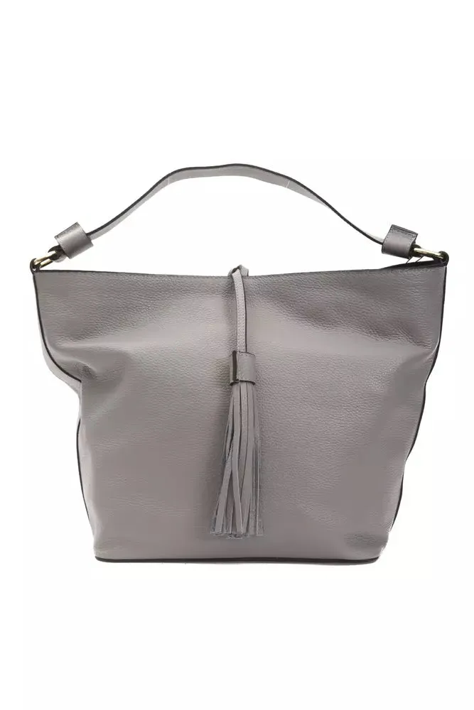 Chic Gray Leather Shoulder Bag - Adjustable Strap sold by Louxly product image thumbnail 3