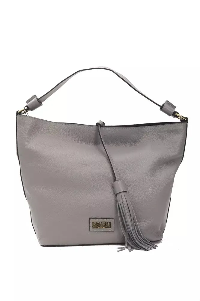 Chic Gray Leather Shoulder Bag - Adjustable Strap sold by Louxly