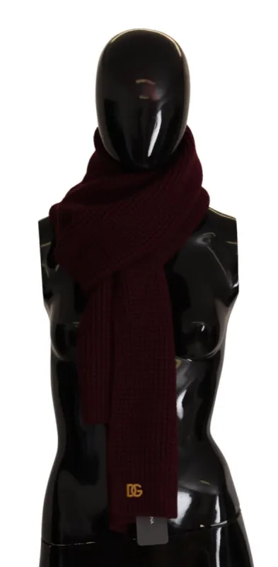 Elegant Cashmere Knit Scarf in Dark Red sold by Louxly