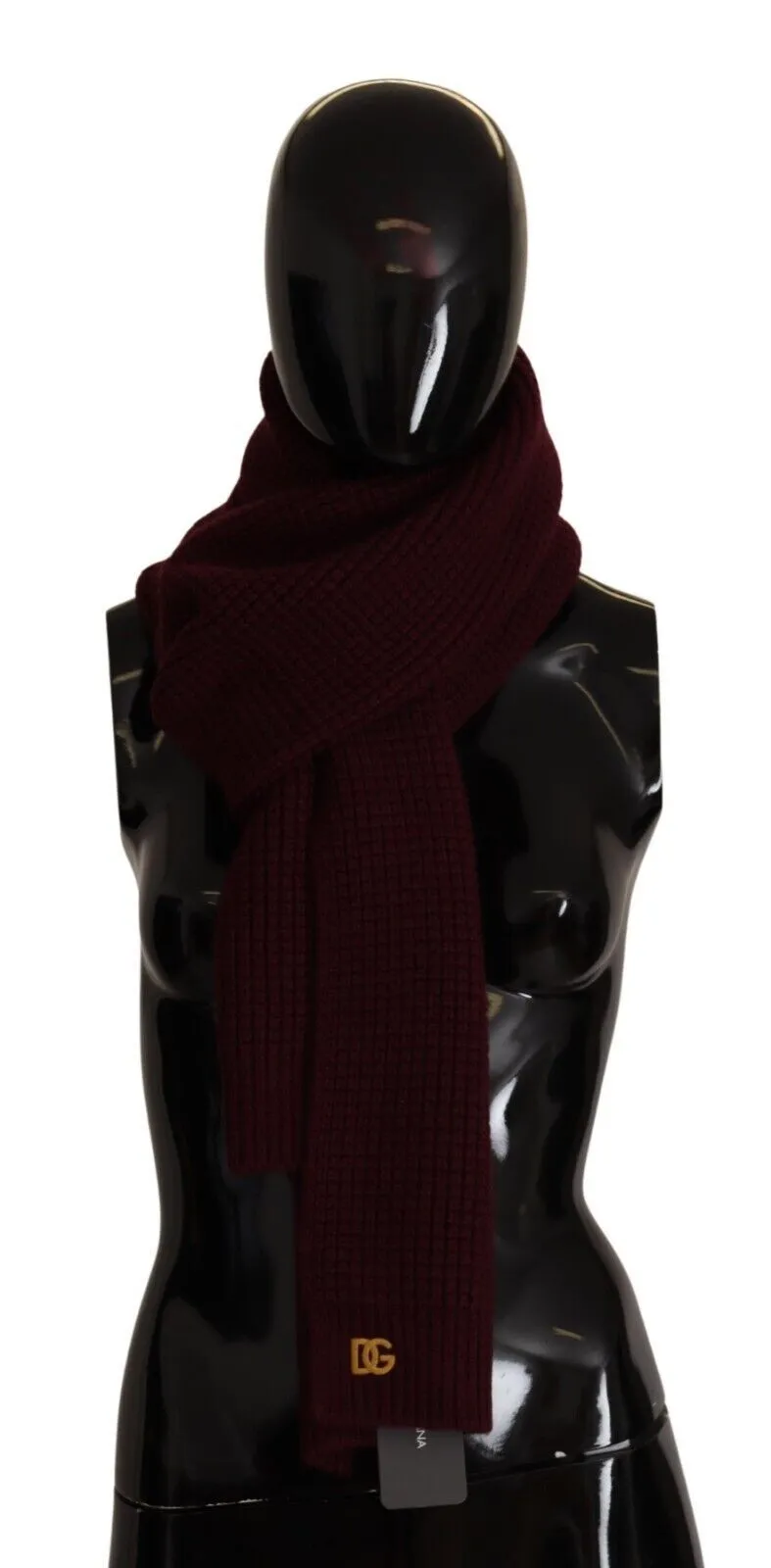 Elegant Cashmere Knit Scarf in Dark Red sold by Louxly
