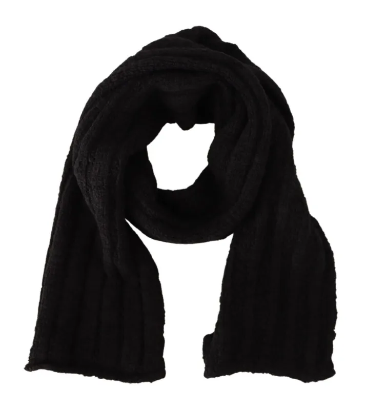 Elegance Unleashed Black Wool Scarf sold by Louxly