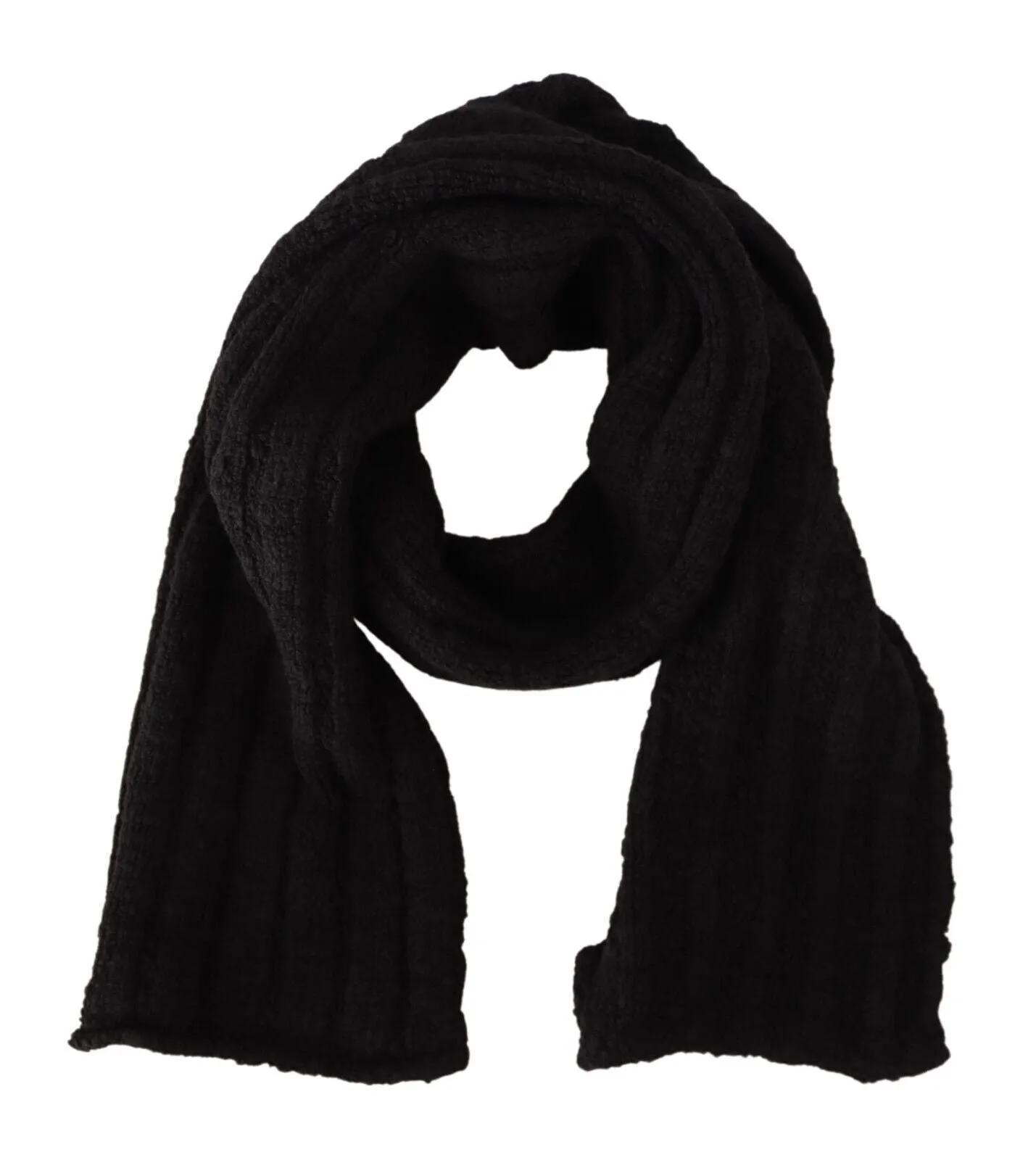 Elegance Unleashed Black Wool Scarf sold by Louxly
