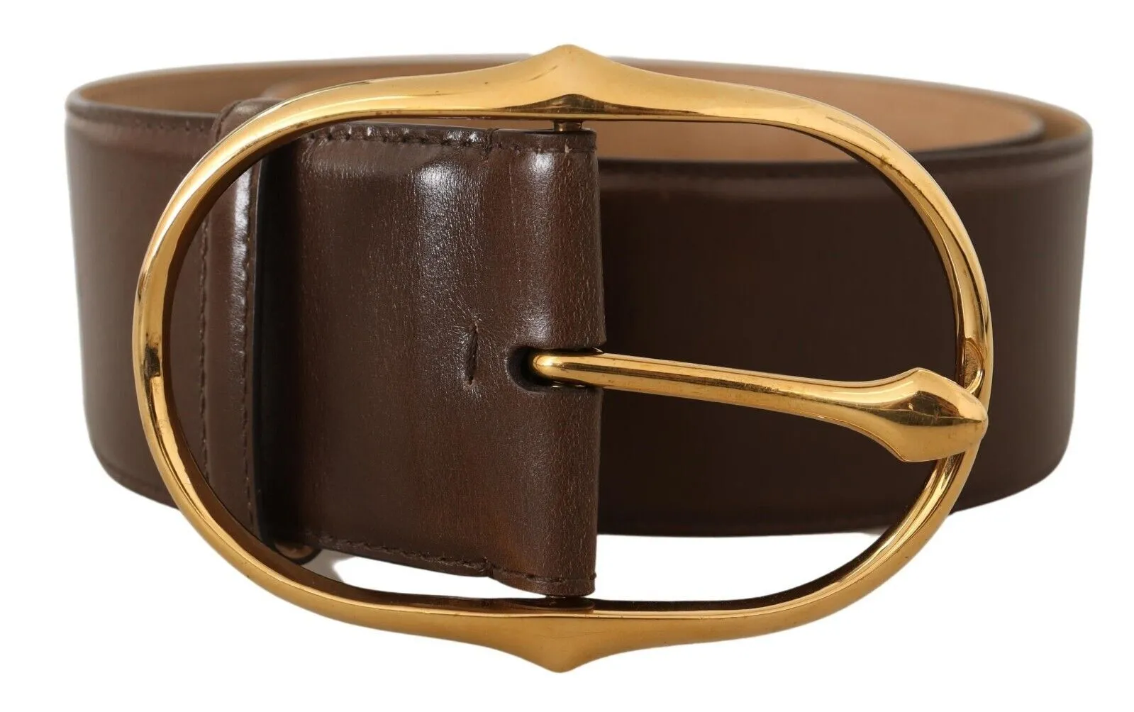 Elegant Brown Leather Belt with Gold Buckle sold by Louxly product image thumbnail 3