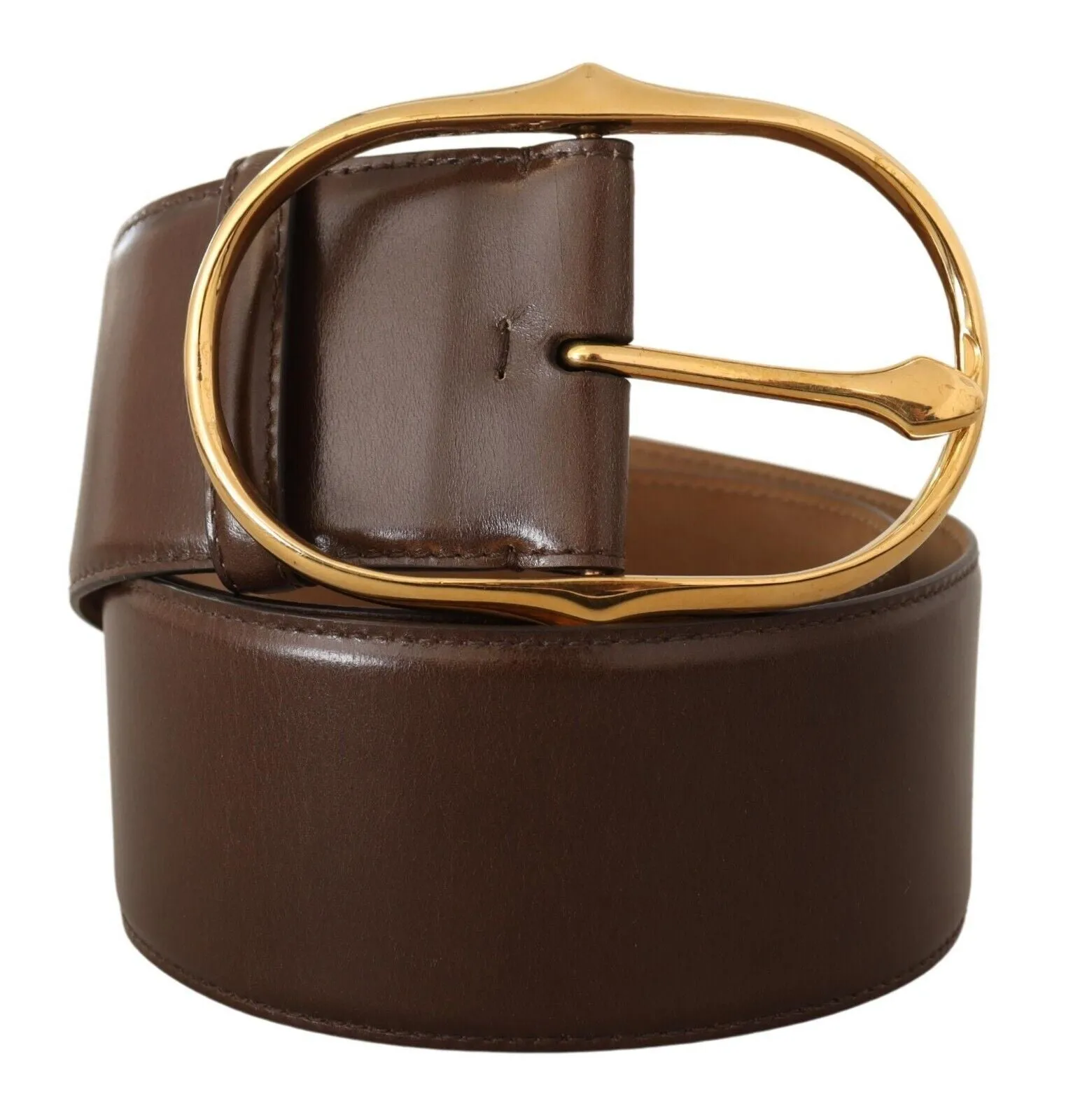 Elegant Brown Leather Belt with Gold Buckle sold by Louxly product image thumbnail 2