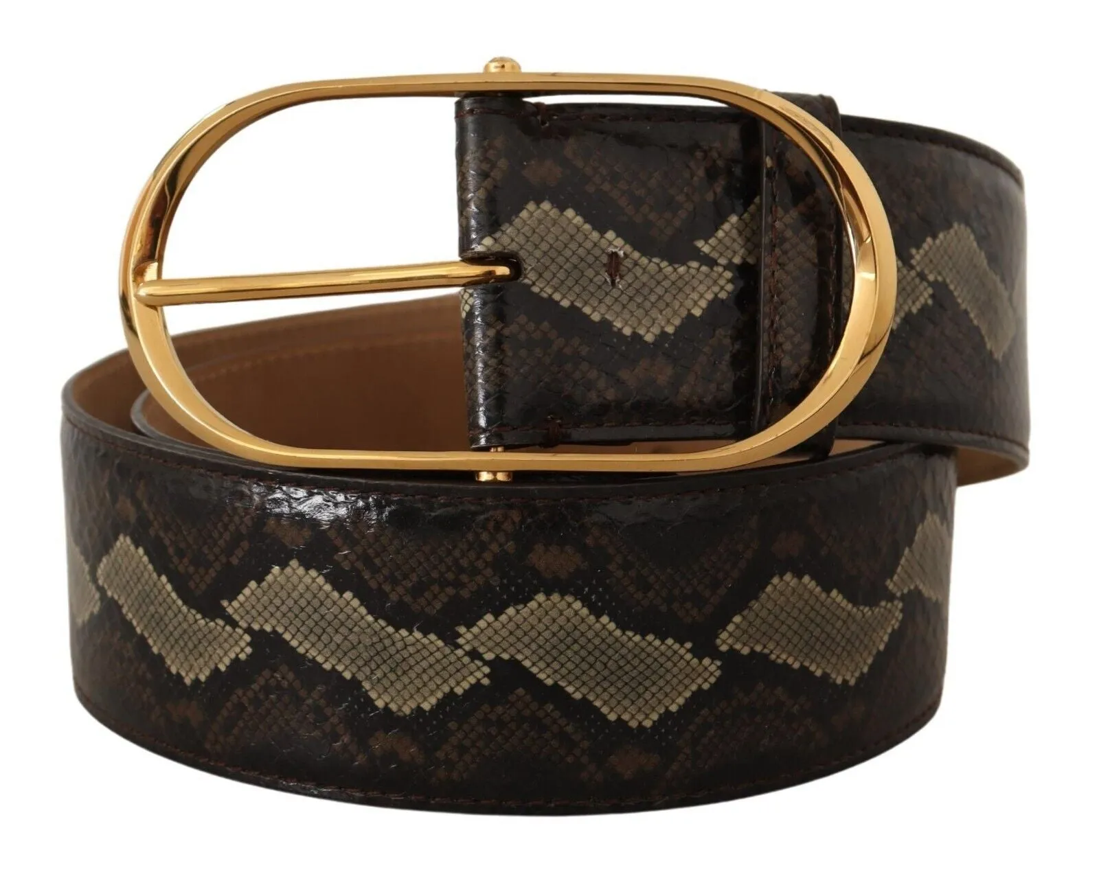 Elegant Snakeskin Belt with Gold Oval Buckle sold by Louxly product image thumbnail 2