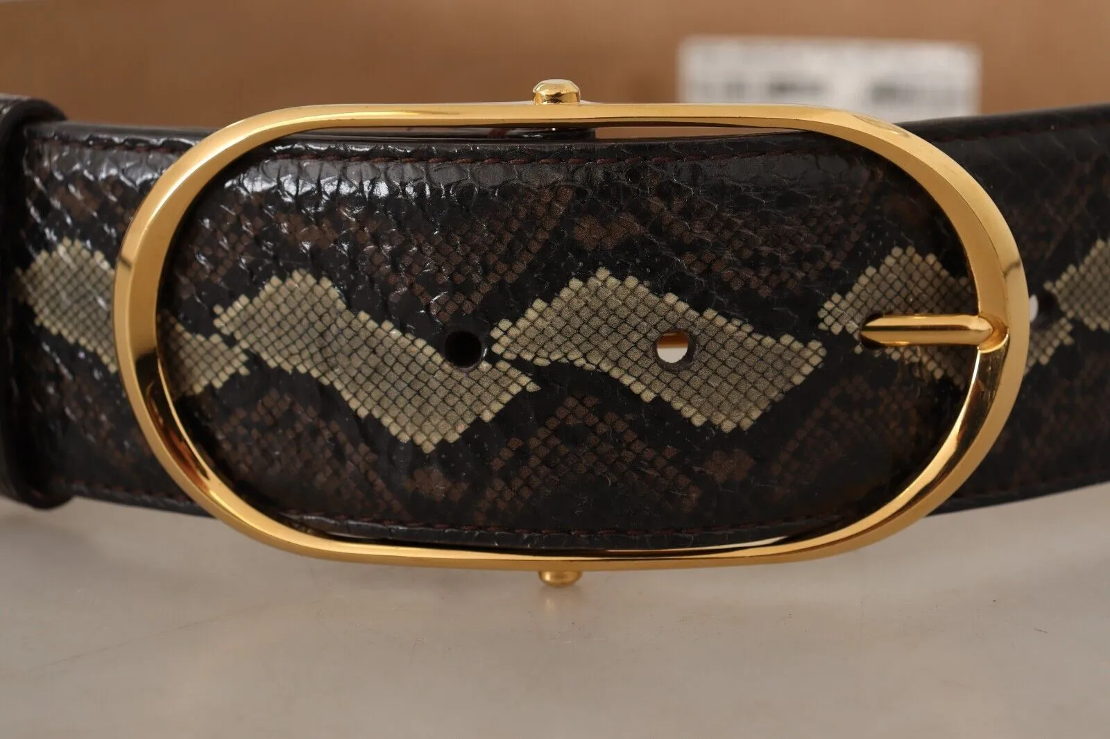 Elegant Snakeskin Belt with Gold Oval Buckle sold by Louxly product image thumbnail 3