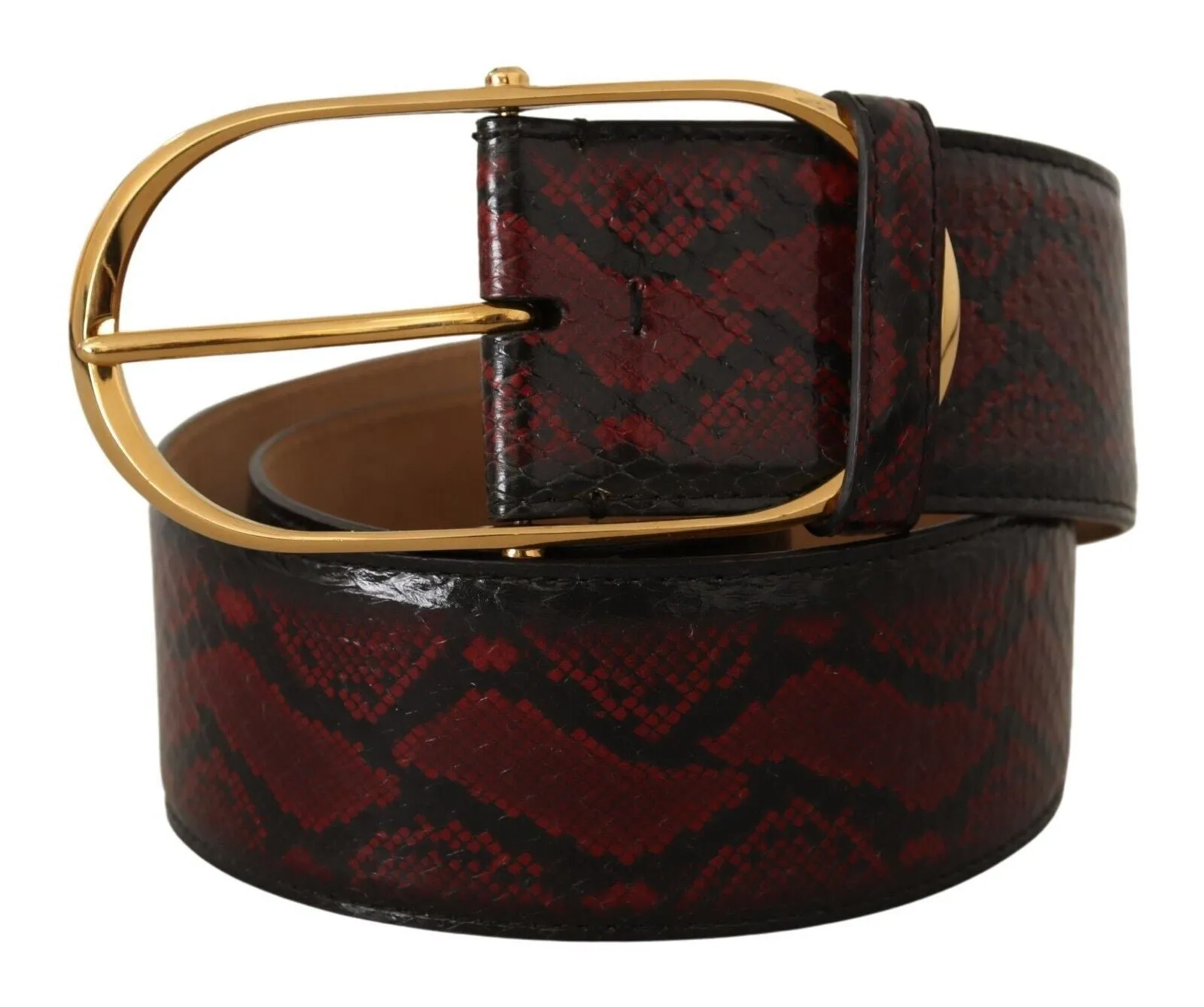 Elegant Red Python Leather Belt with Gold Buckle sold by Louxly product image thumbnail 2