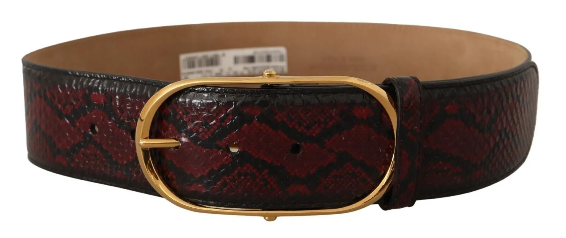 Elegant Red Python Leather Belt with Gold Buckle sold by Louxly