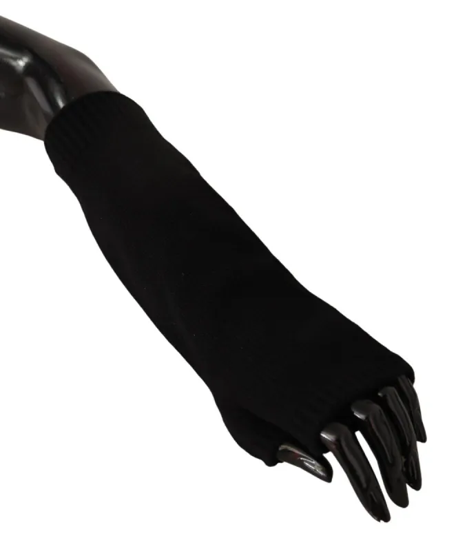 Elegant Black Cashmere Fingerless Gloves sold by Louxly