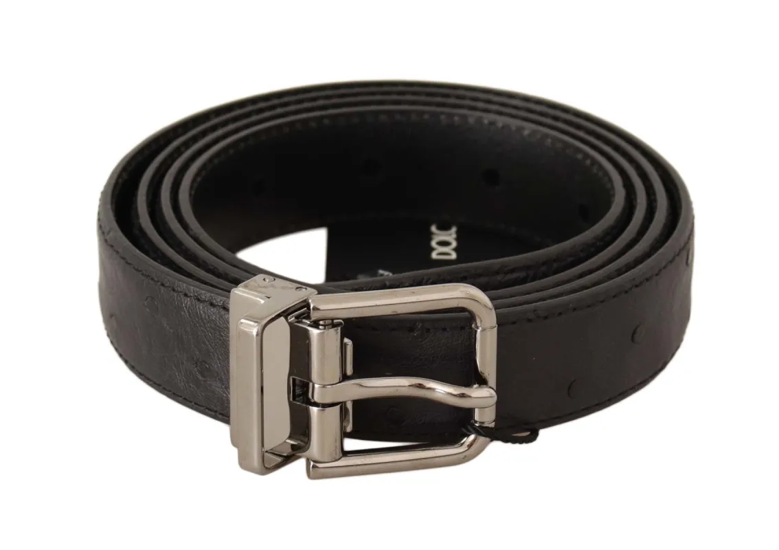 Elegant Black Leather Belt with Silver Buckle sold by Louxly