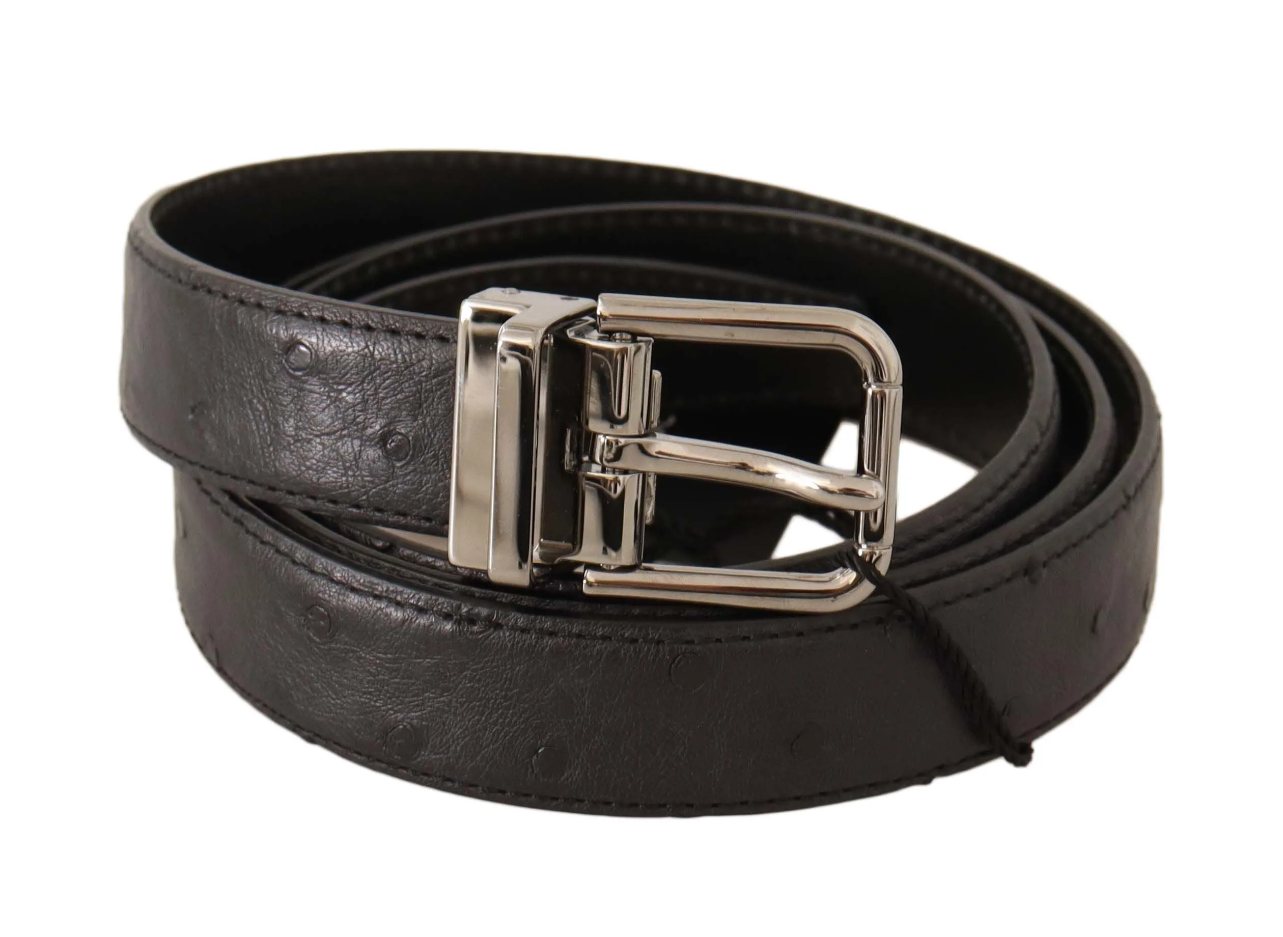 Elegant Black Leather Belt with Silver Buckle sold by Louxly product image thumbnail 2