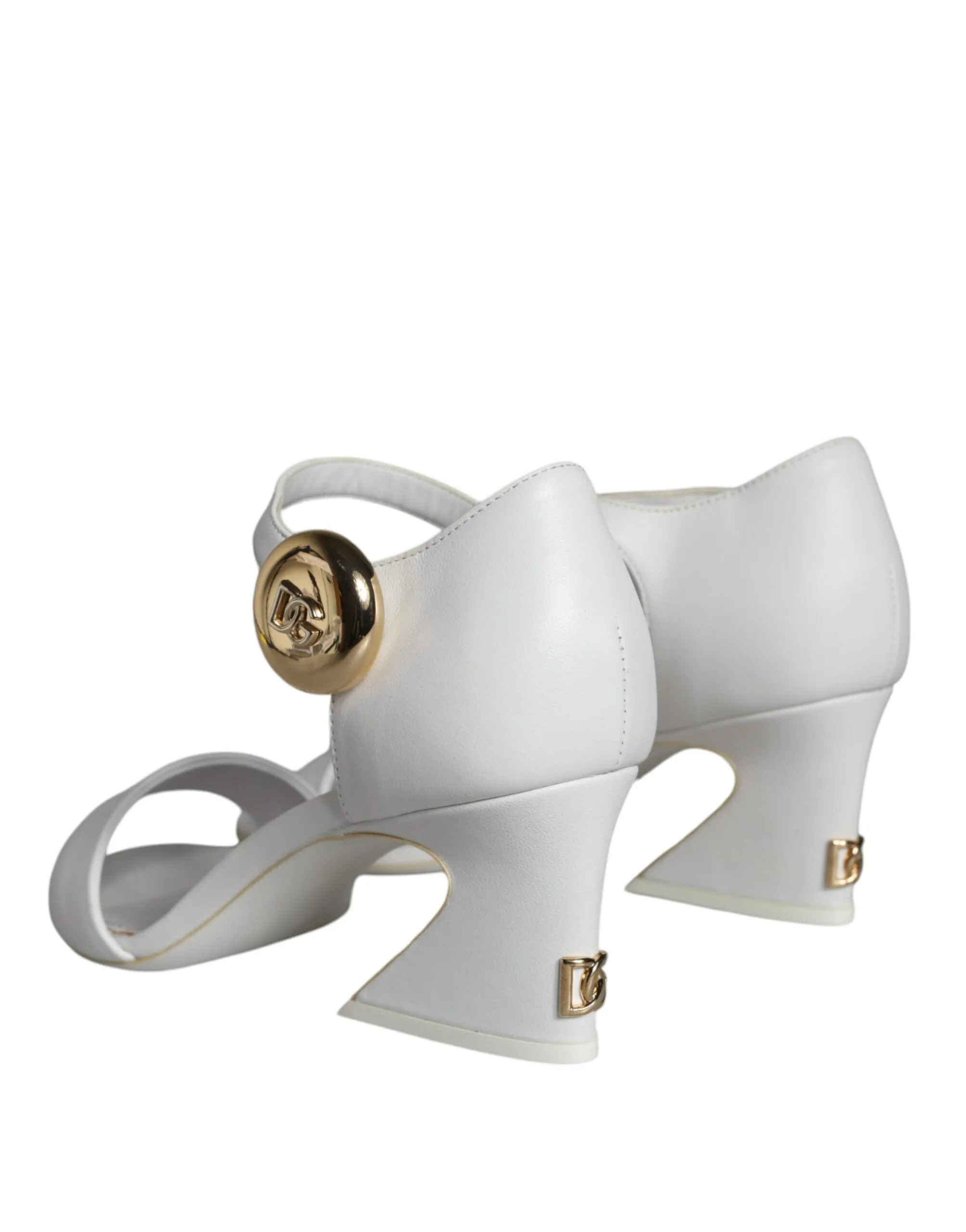 White Leather Heels Keira Sandals Shoes sold by Louxly product image thumbnail 4