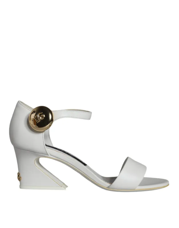 White Leather Heels Keira Sandals Shoes sold by Louxly