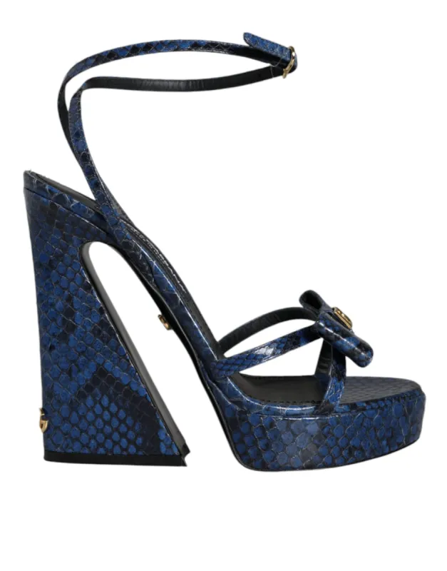 Blue Leather Ankle Strap Heels Sandals Shoes sold by Louxly