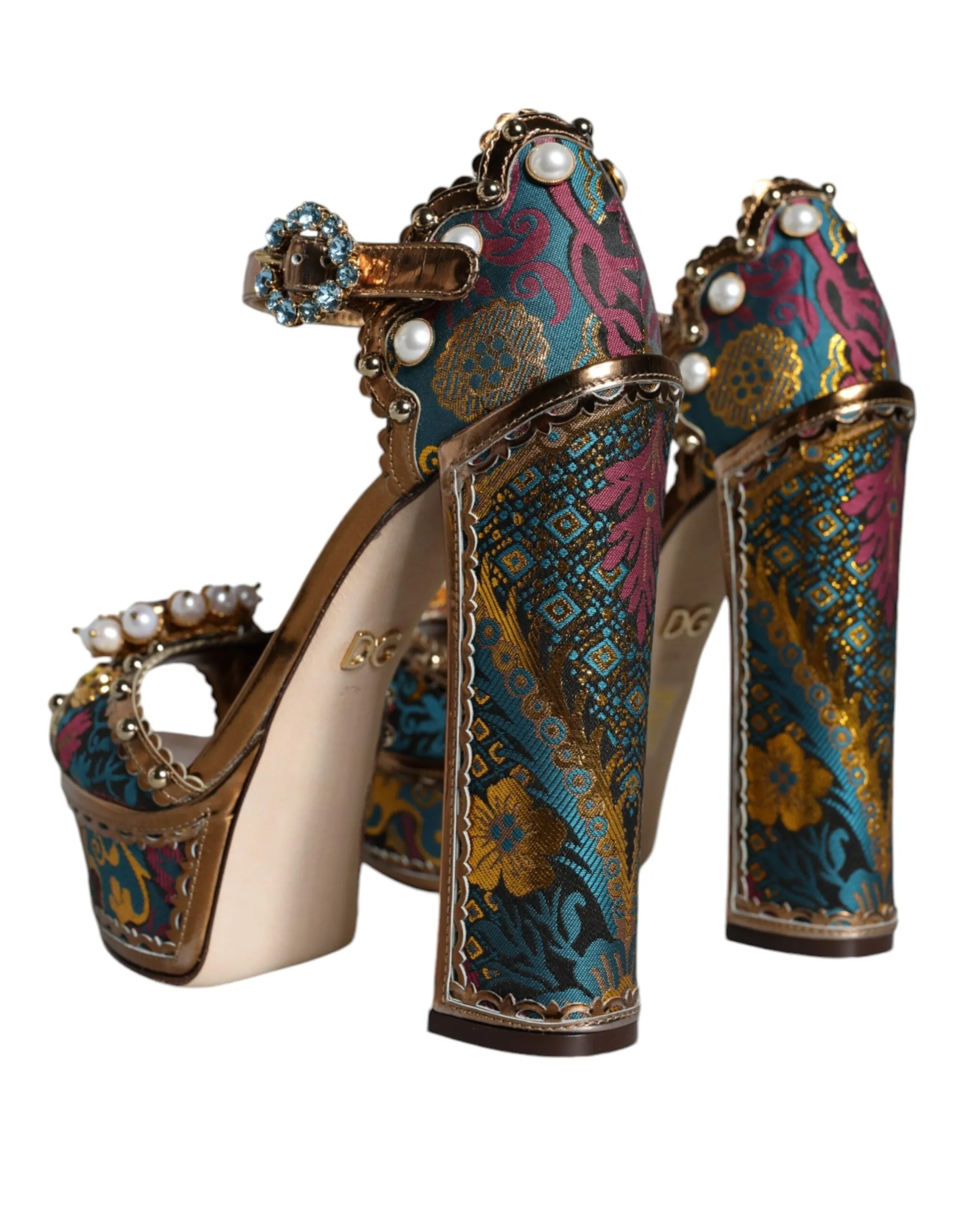 Fuchsia Jacquard Embellished Keira Sandals Shoes sold by Louxly product image thumbnail 4