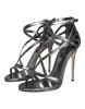 Silver Keira Leather Heels Sandals Shoes sold by Louxly