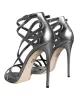 Silver Keira Leather Heels Sandals Shoes sold by Louxly