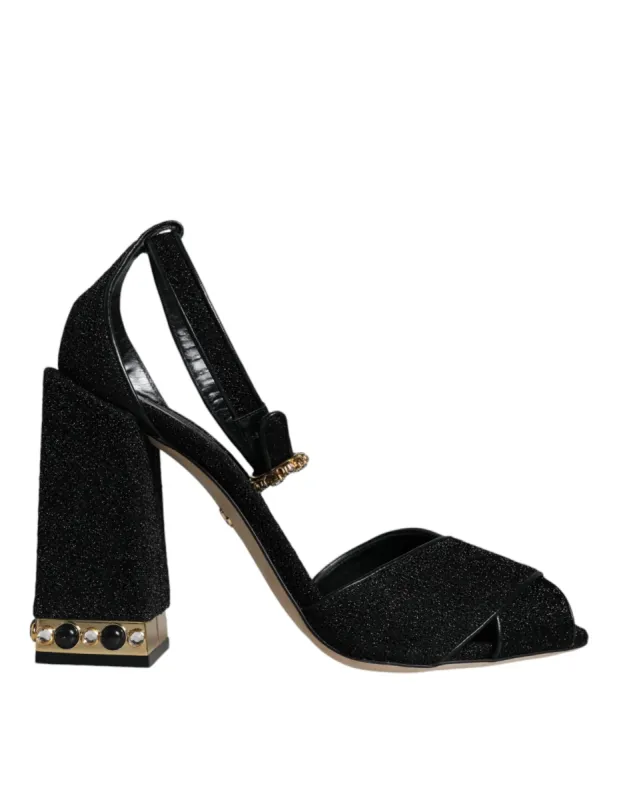 Black Crystal Ankle Strap Sandals Shoes sold by Louxly