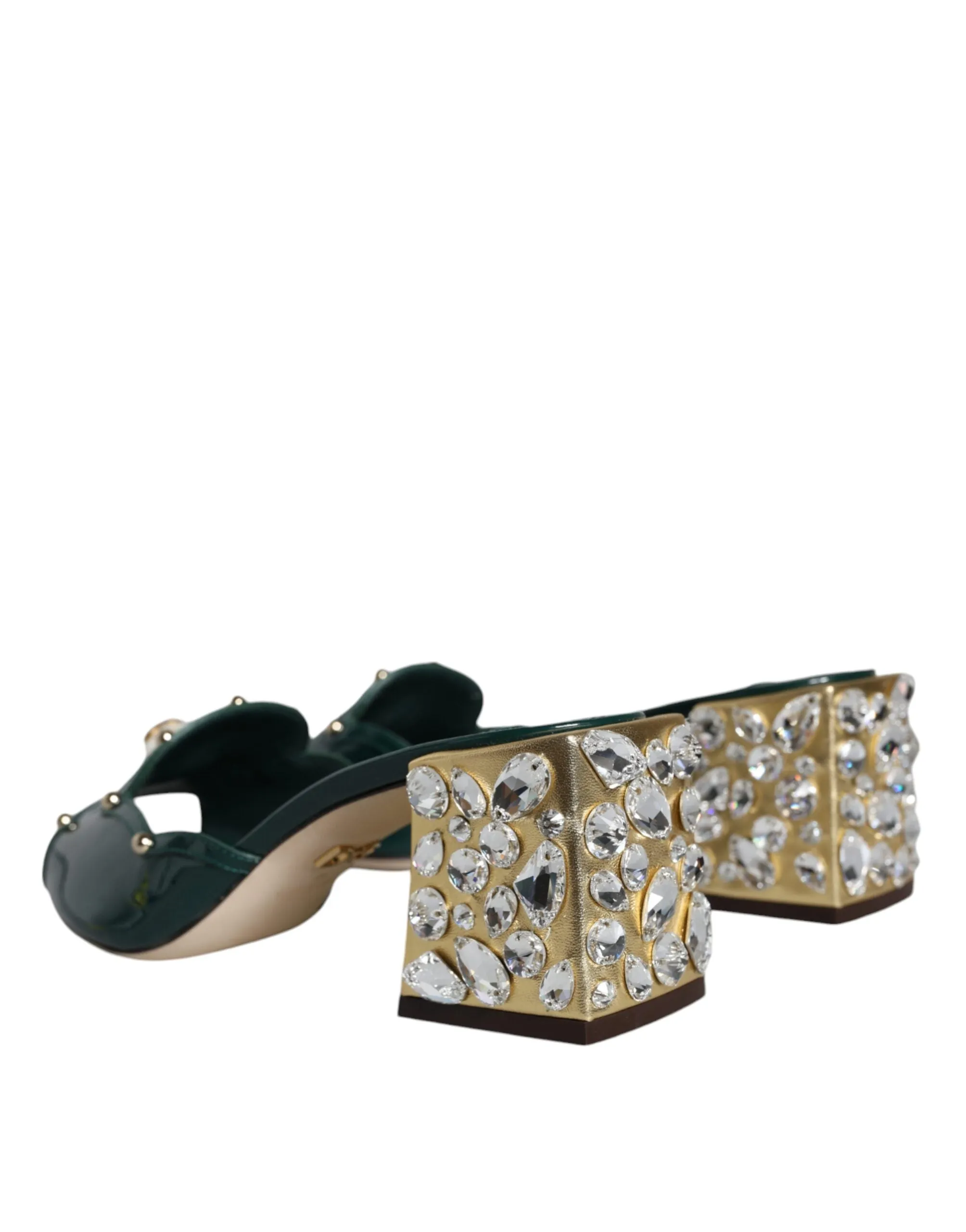 Green Crystal Leather Slides Sandals Shoes sold by Louxly product image thumbnail 4