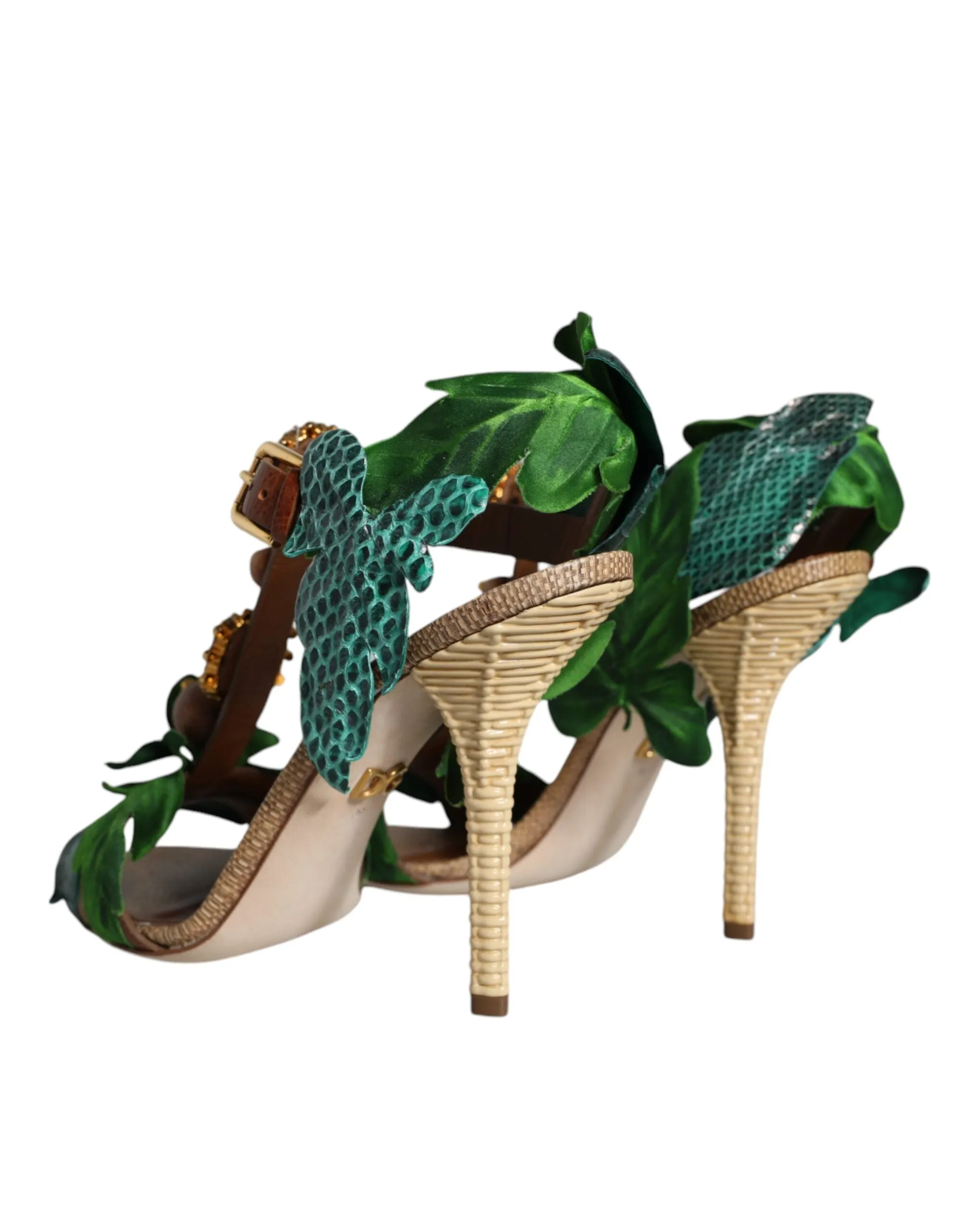Emerald Embellished Leather Heels Sandals Shoes sold by Louxly product image thumbnail 4