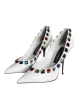 White Crystals Leather High Heels Pumps Shoes sold by Louxly