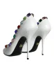 White Crystals Leather High Heels Pumps Shoes sold by Louxly