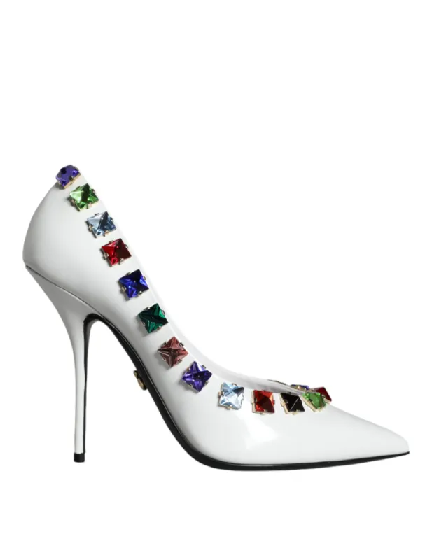 White Crystals Leather High Heels Pumps Shoes sold by Louxly