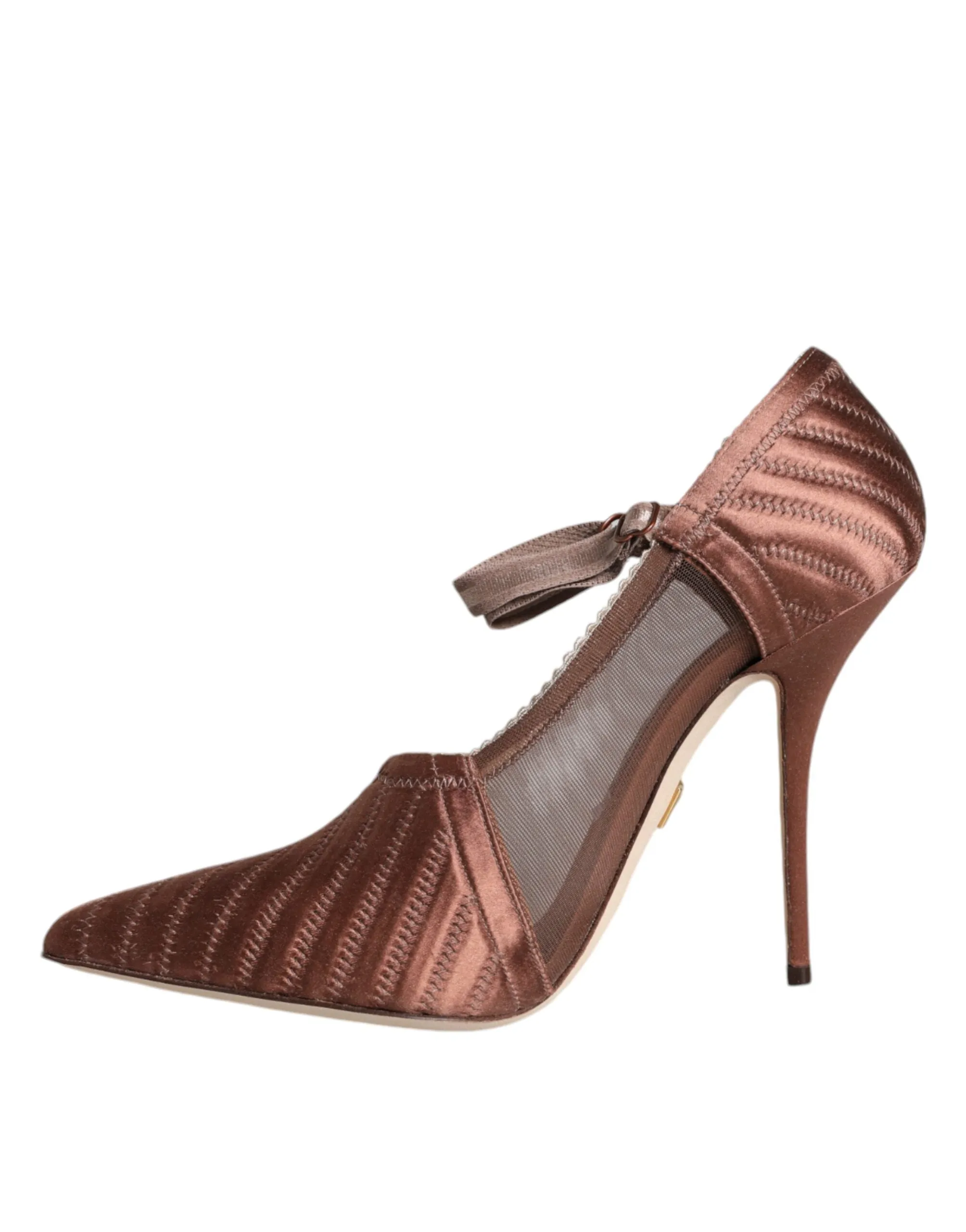 Brown Mesh Viscose Ankle Strap Pumps Shoes sold by Louxly product image thumbnail 5