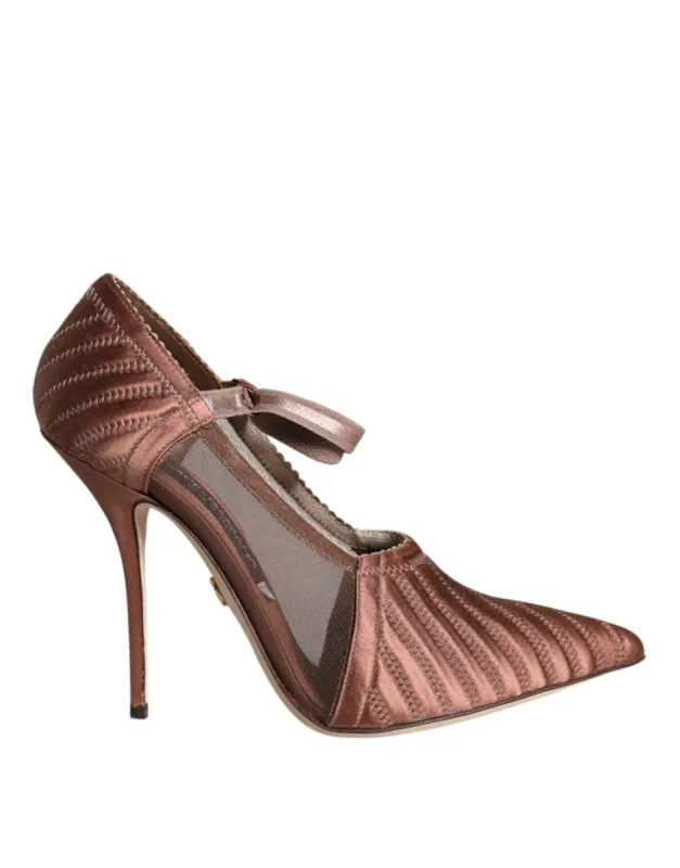 Brown Mesh Viscose Ankle Strap Pumps Shoes sold by Louxly