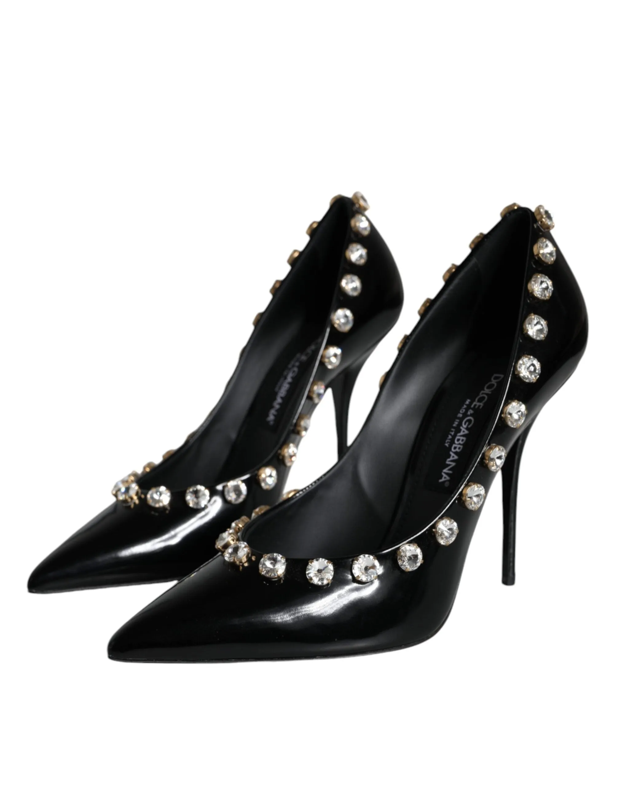 Black Crystals Leather High Heels Pumps Shoes sold by Louxly product image thumbnail 3