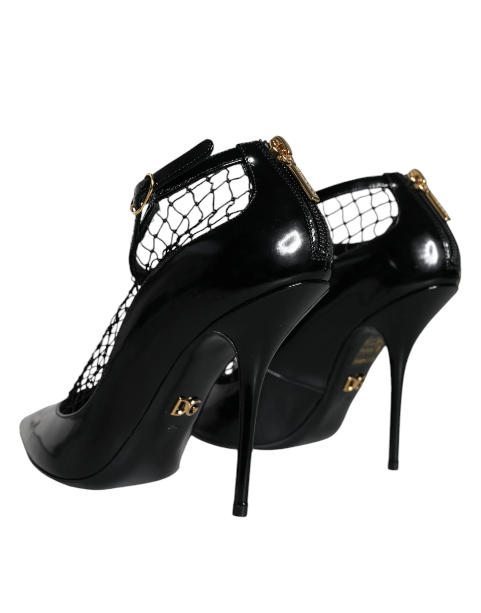 Black Mesh Patent Leather Heels Pumps Shoes sold by Louxly product image thumbnail 4